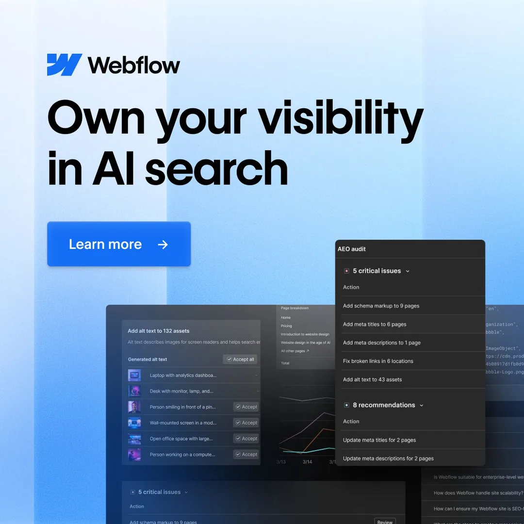 Webflow AI Search Visibility Mockup