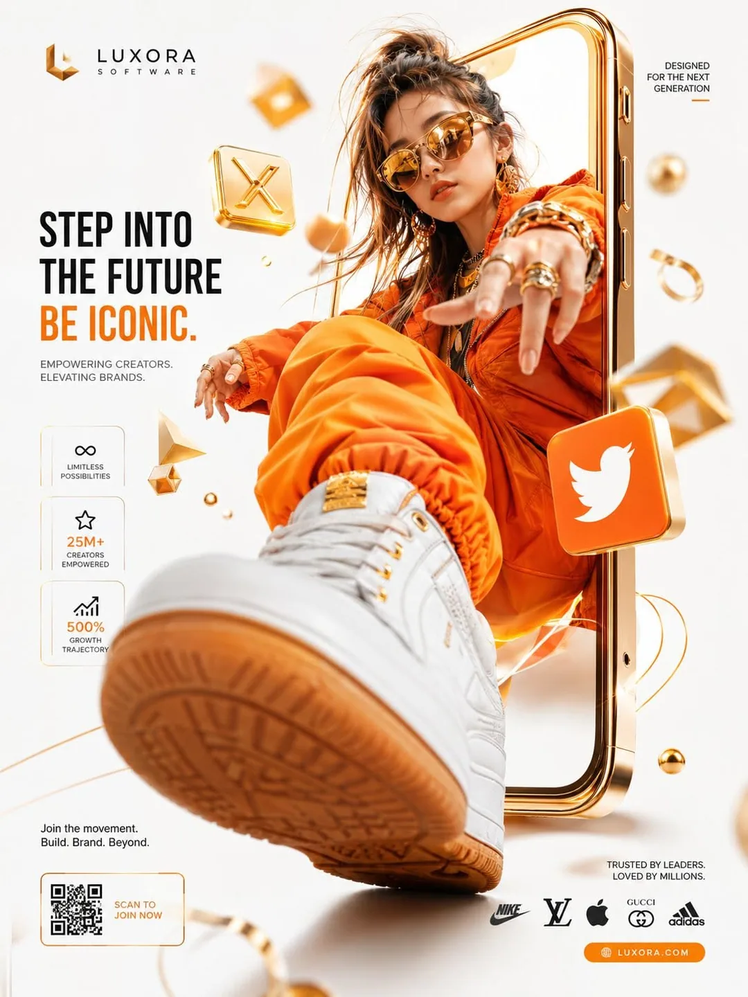 Figure stepping out of phone future hero
