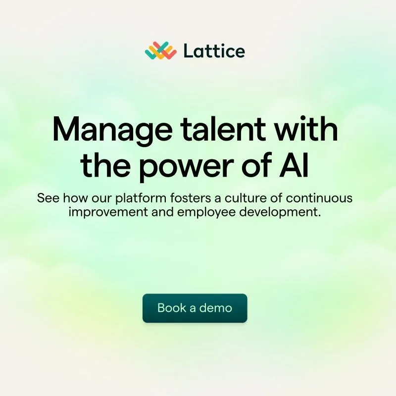 Lattice talent management AI — headline + subhead + CTA