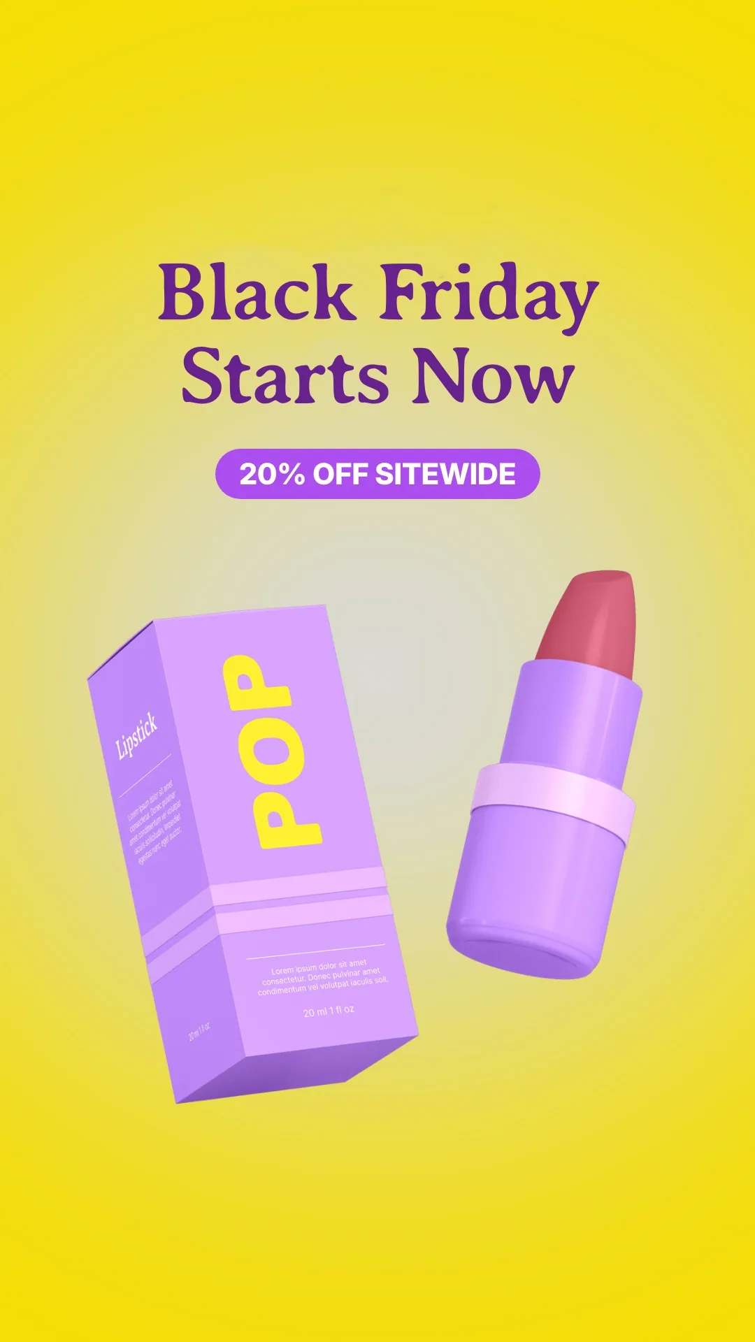 Black Friday lipstick promo on yellow