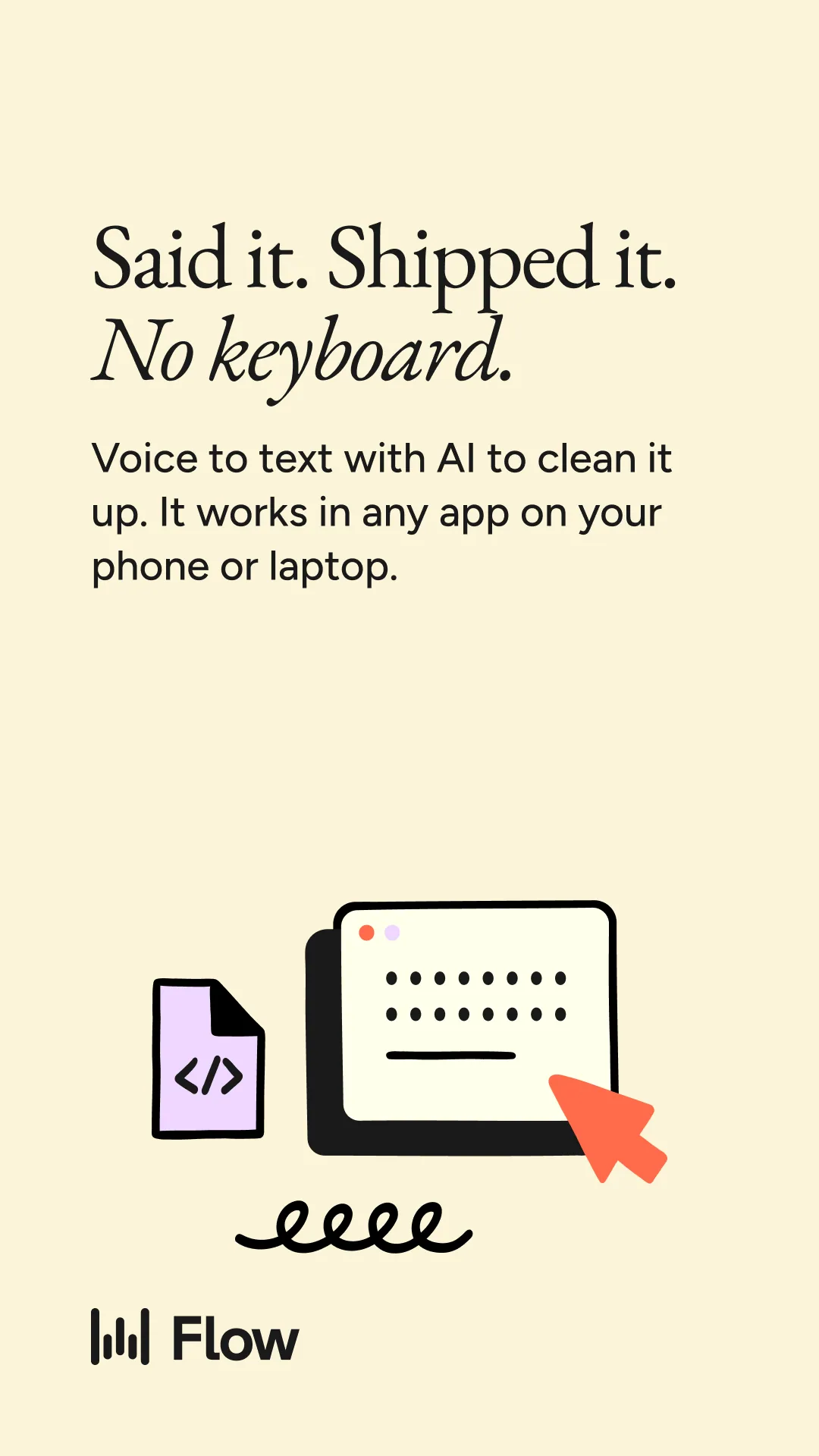 Serif headline benefit hook with flat icon trio
