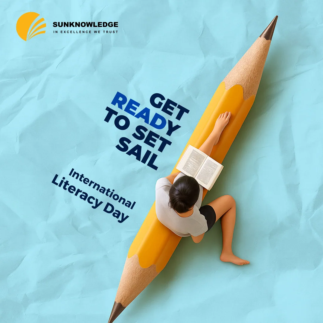 Conceptual pencil-boat with reader on paper background