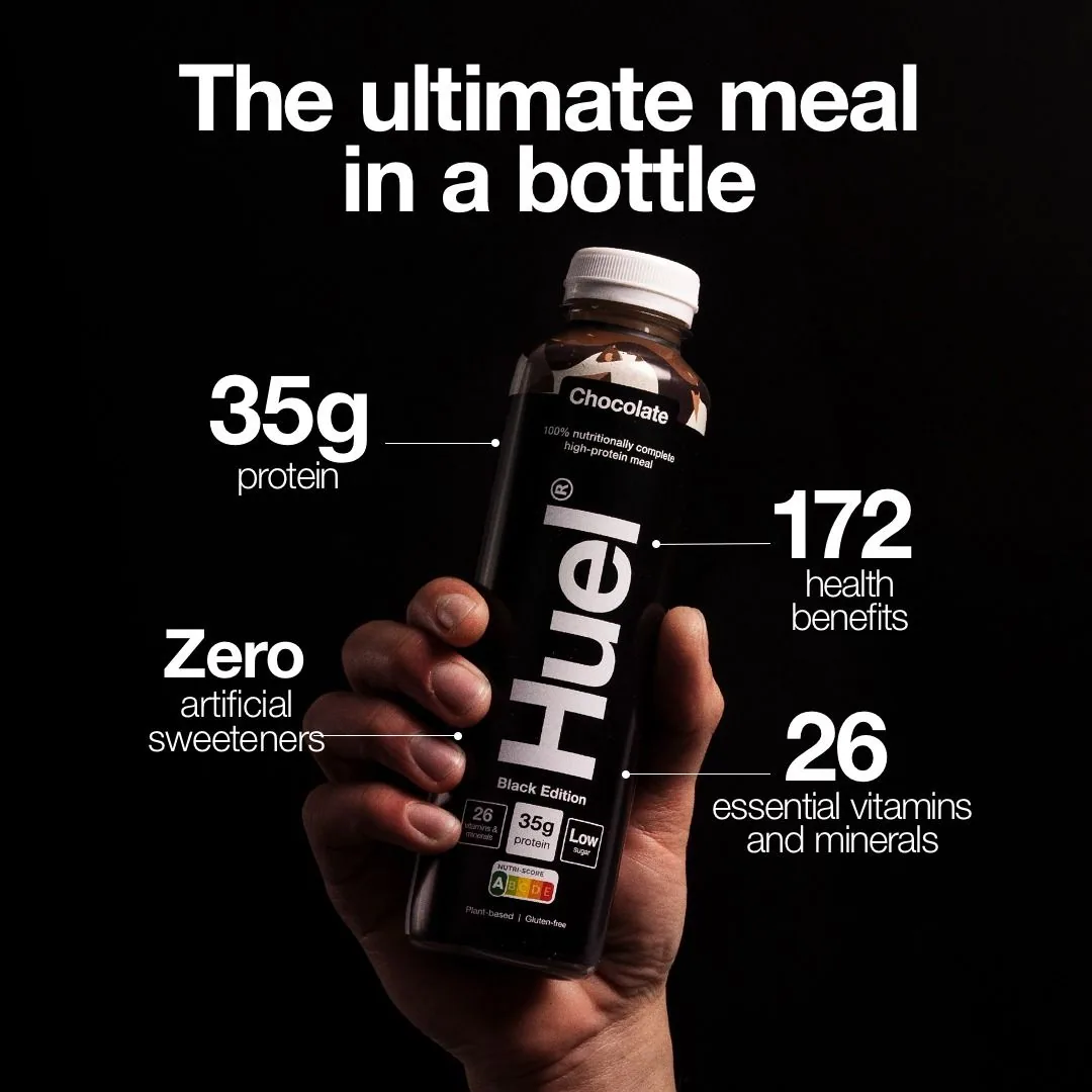Huel bottle — key benefits