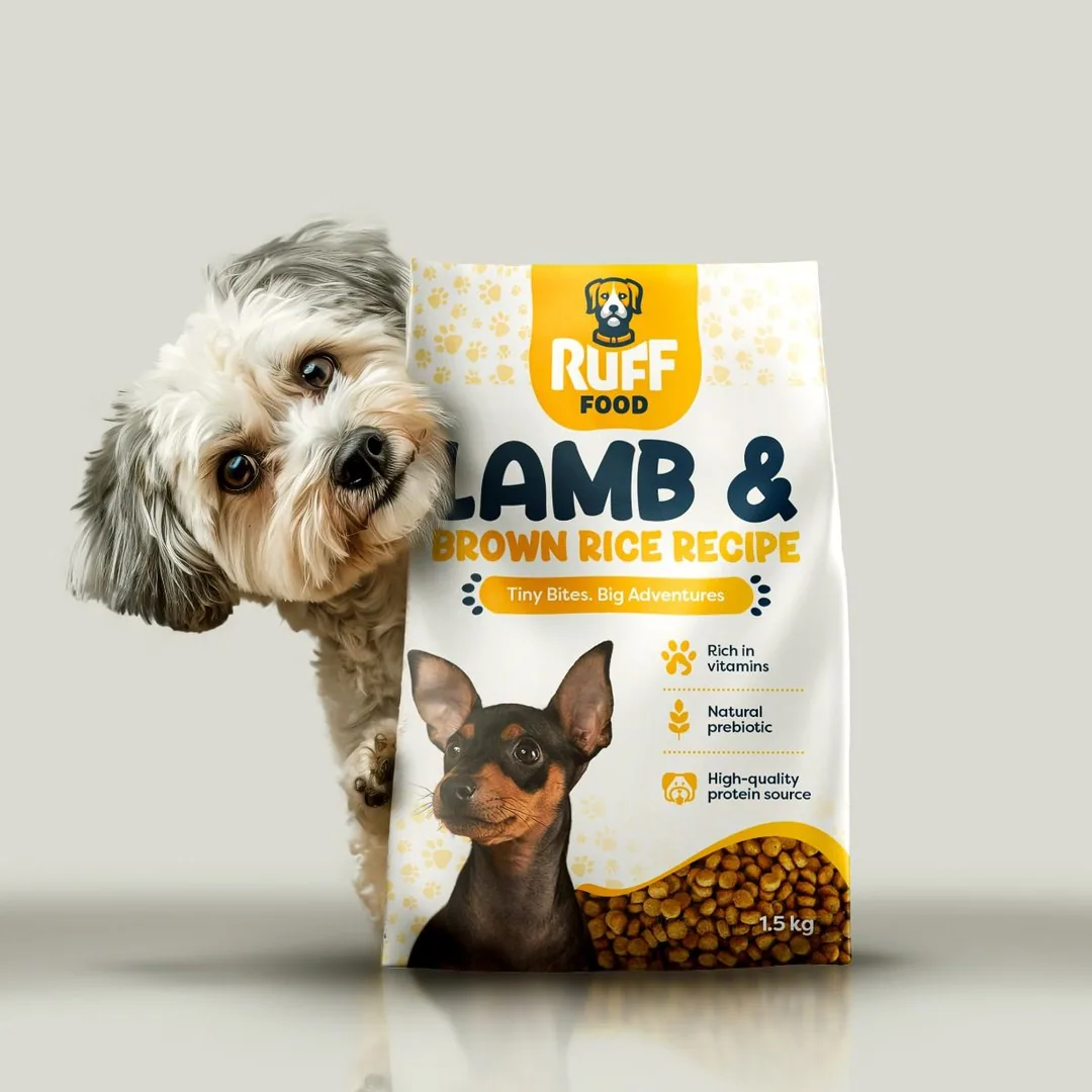 Pet product bag hero with mascot animal