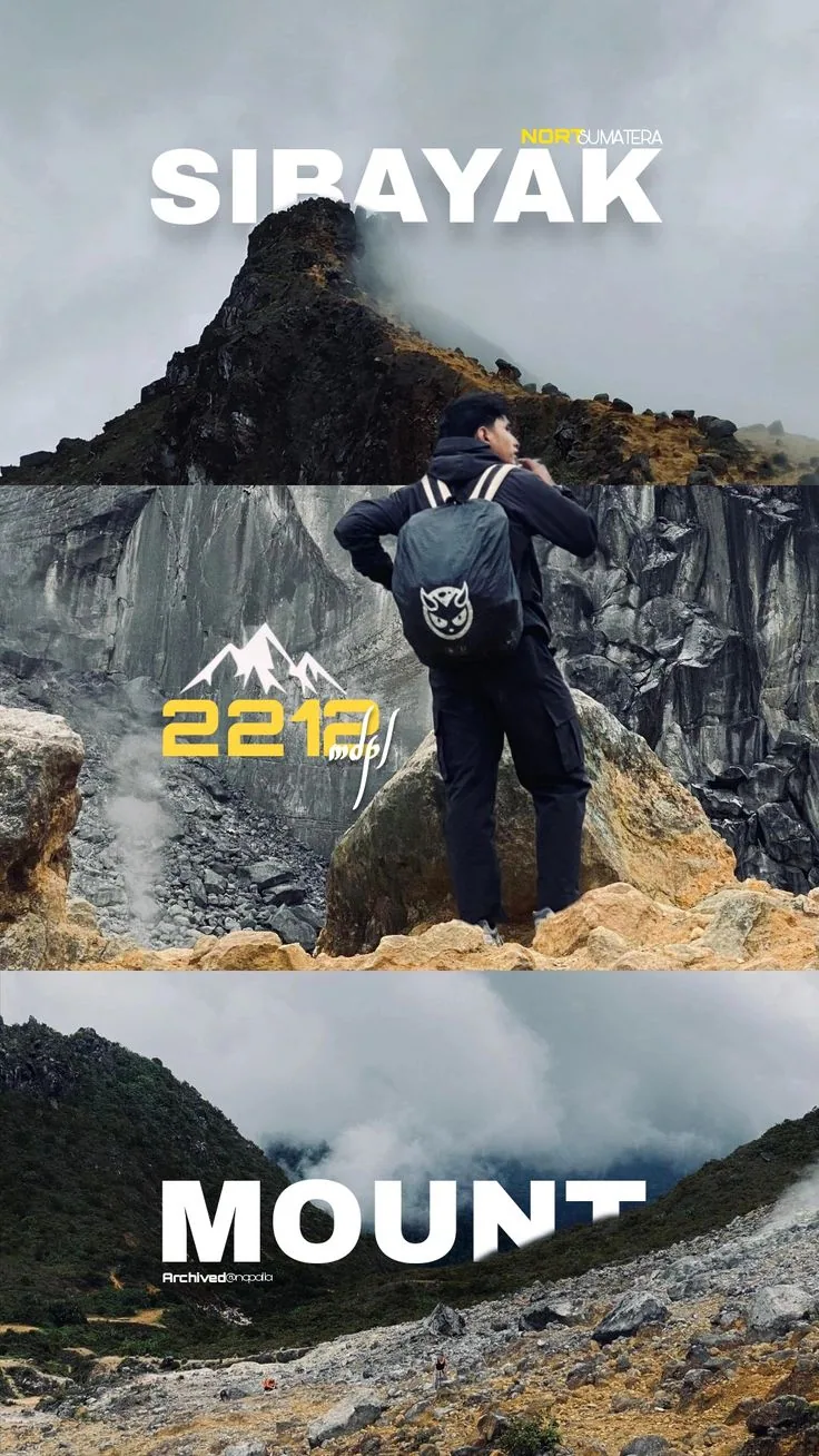 Mountain hiking typographic travel triptych