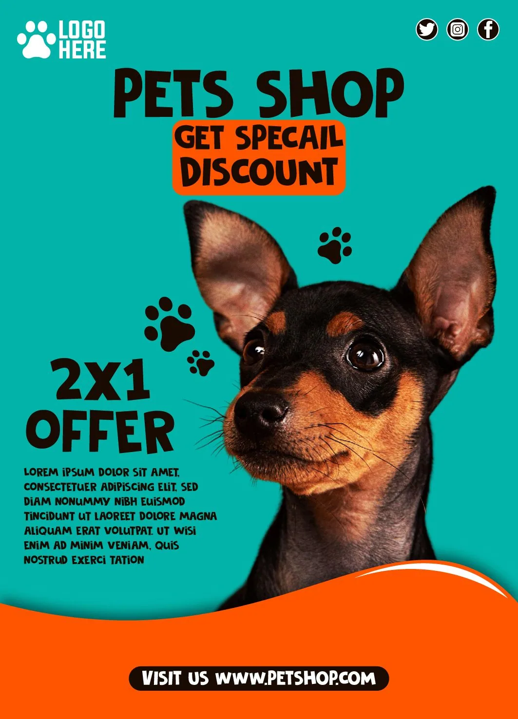 Bold sale flyer with animal photo cutout