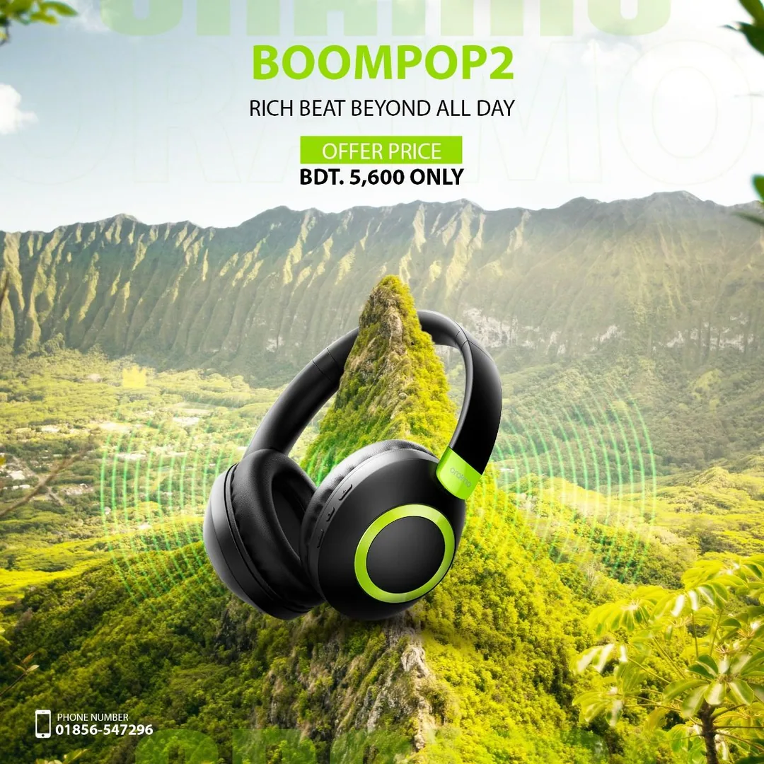 Headphones over landscape offer hero