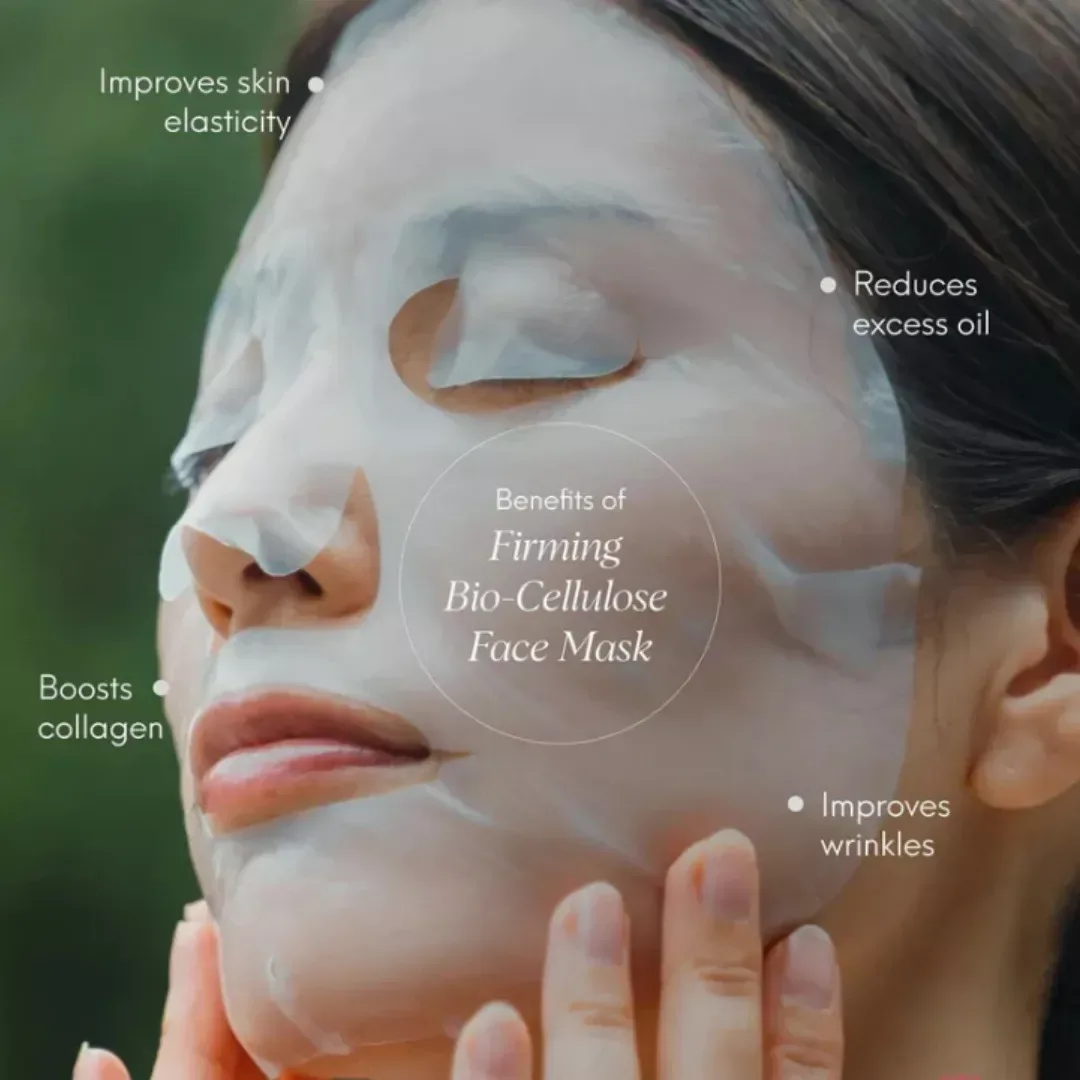 Face mask ad with benefit callouts