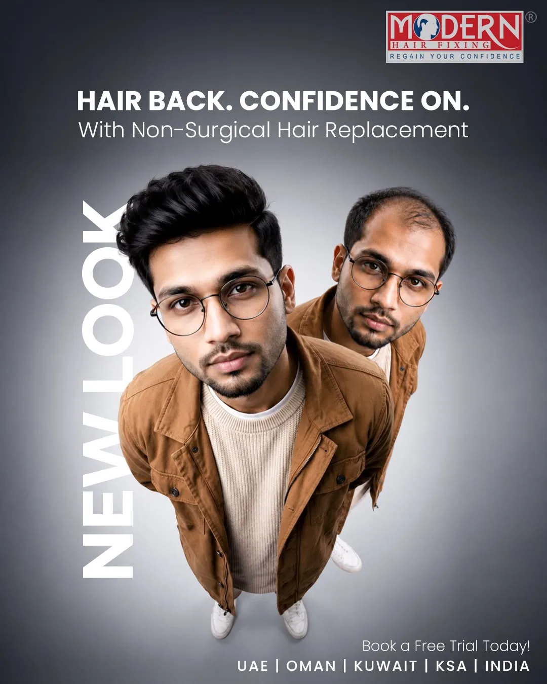 Look-up before/after hair transformation