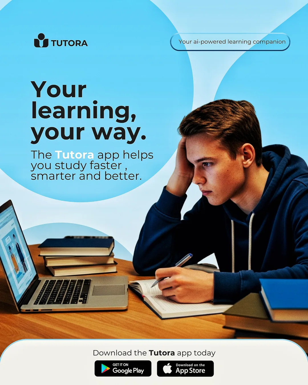 SaaS app hero with focused student lifestyle photo