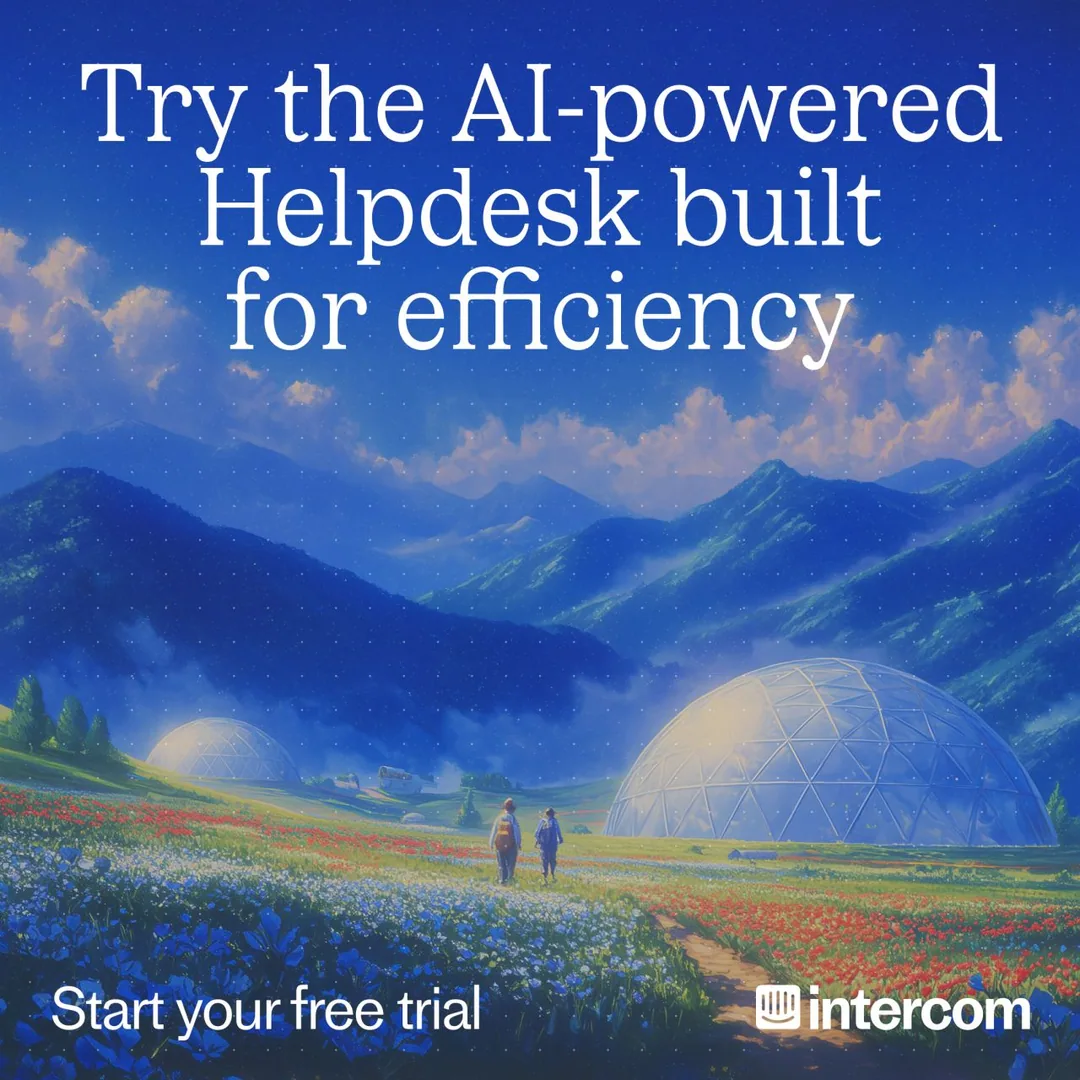 Intercom AI Helpdesk — Futuristic Landscape