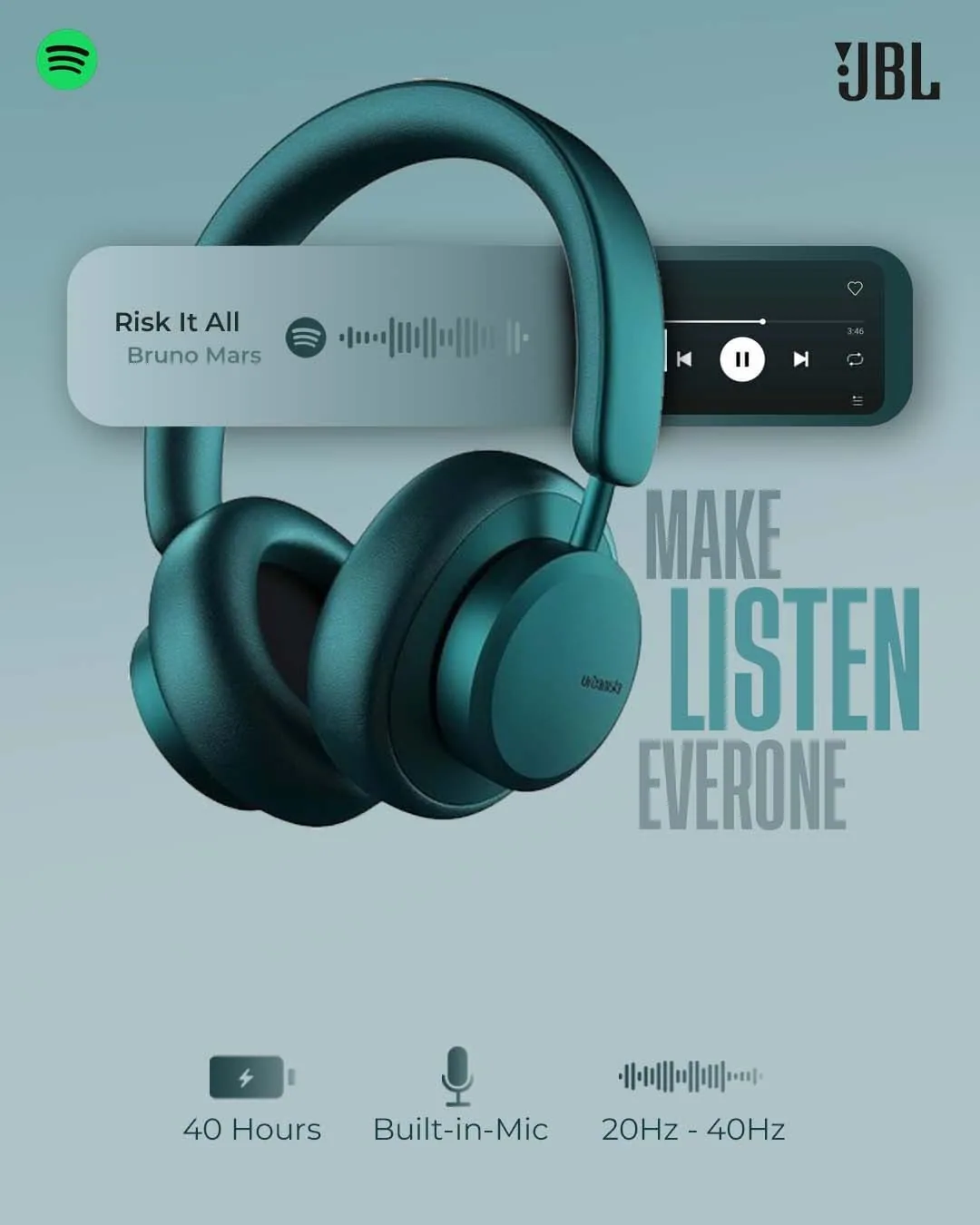 JBL Headphones — quote with feature callouts