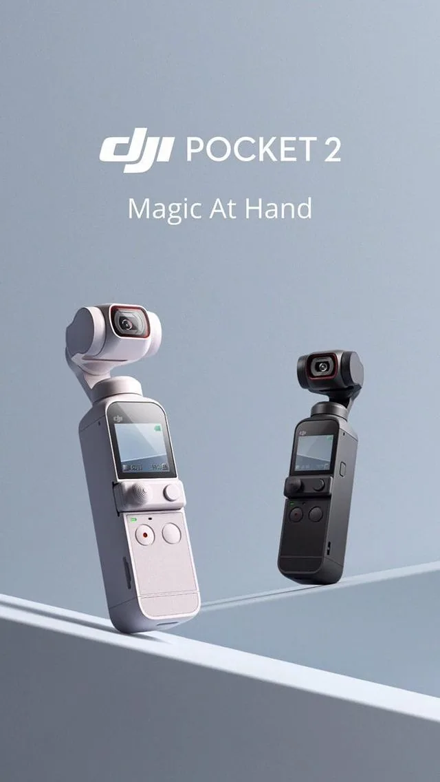 Pocket gimbal camera duo on soft gradient