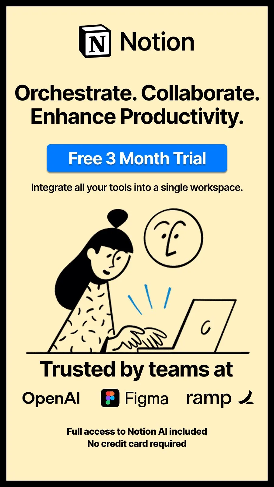 Notion SaaS Ad - Illustration with CTA