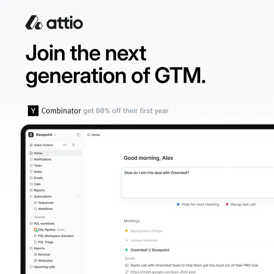 Attio SaaS UI - Headline and offer