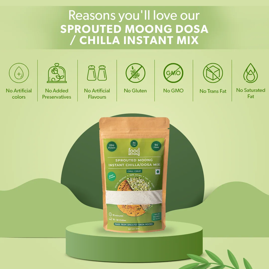 Sprouted Moong Instant Mix - Benefit Icons