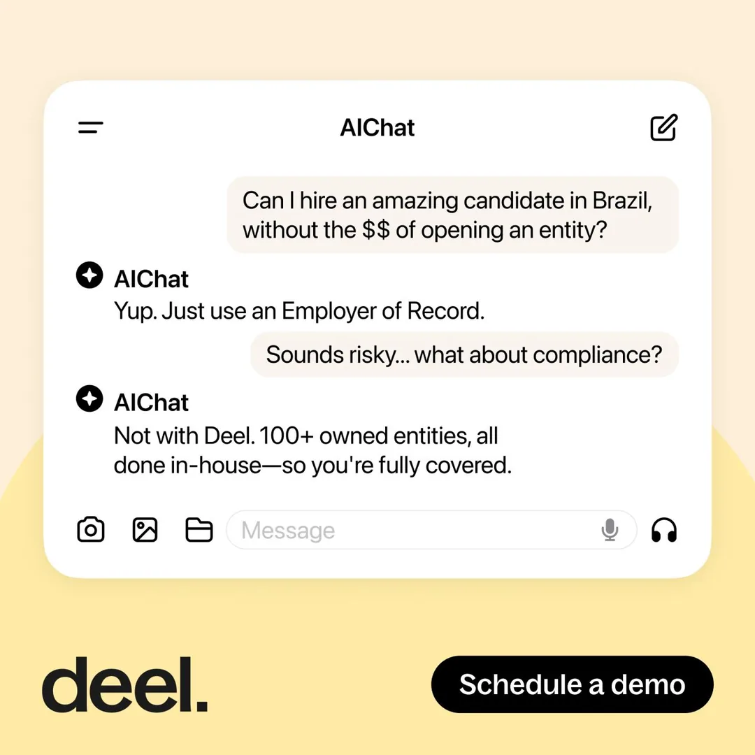 Deel chat interface - Schedule a demo
