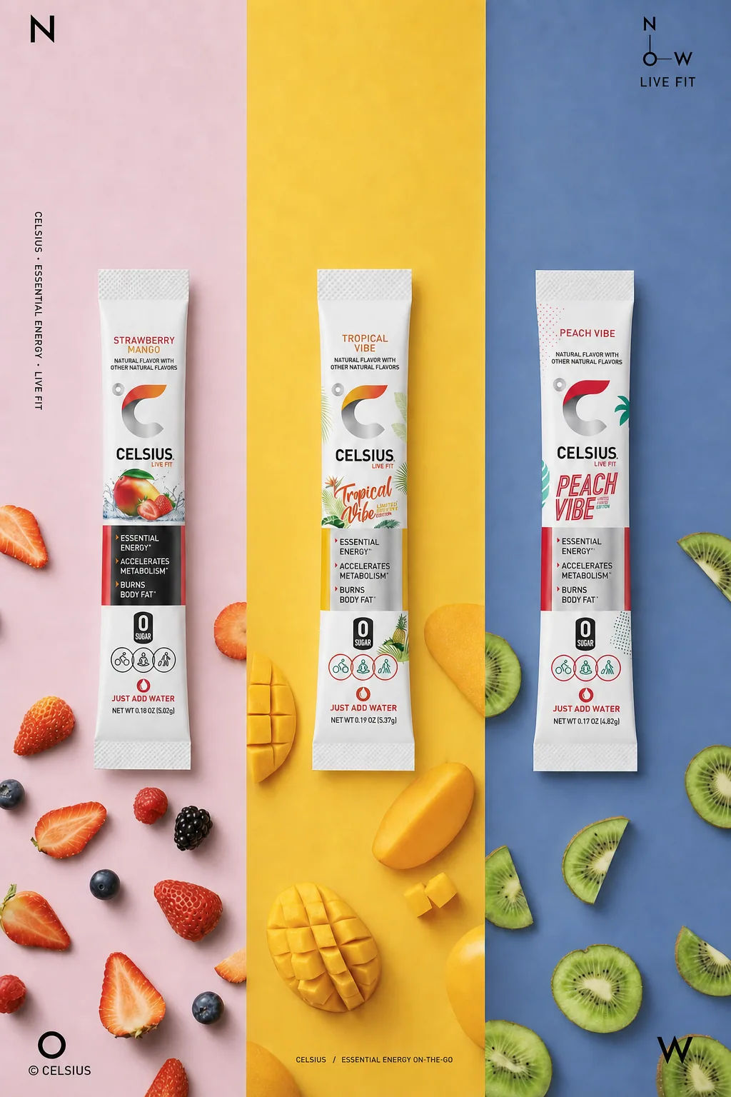 Energy-drink three-flavor tri-color poster