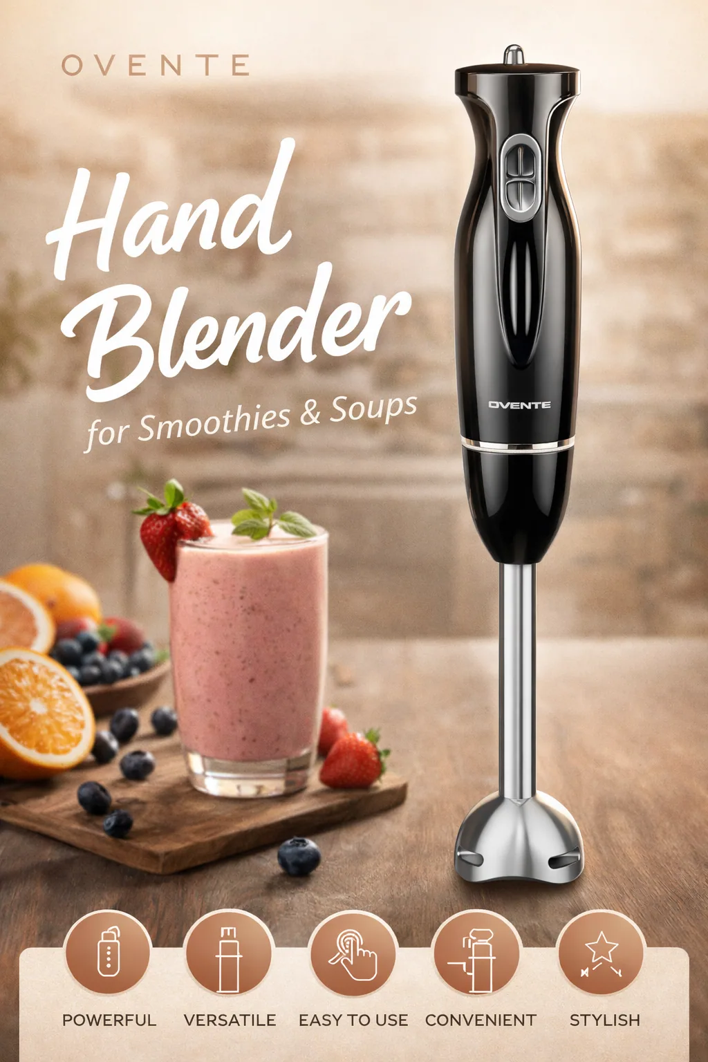 OVente Hand Blender — Benefit Icons