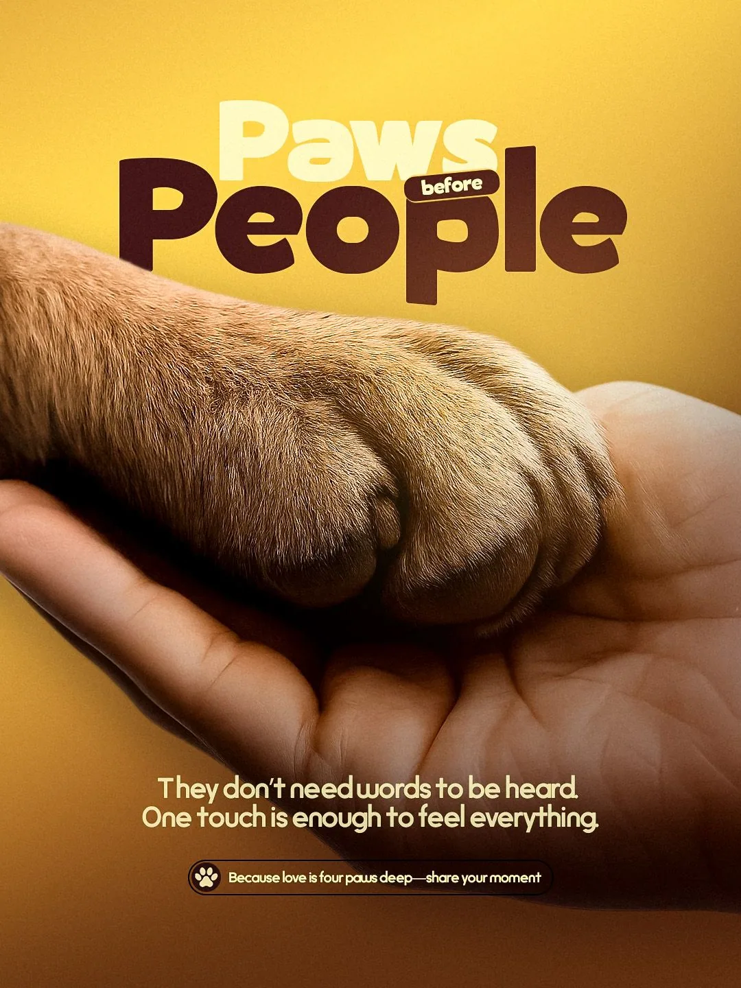 Warm macro hand-and-paw emotional hero