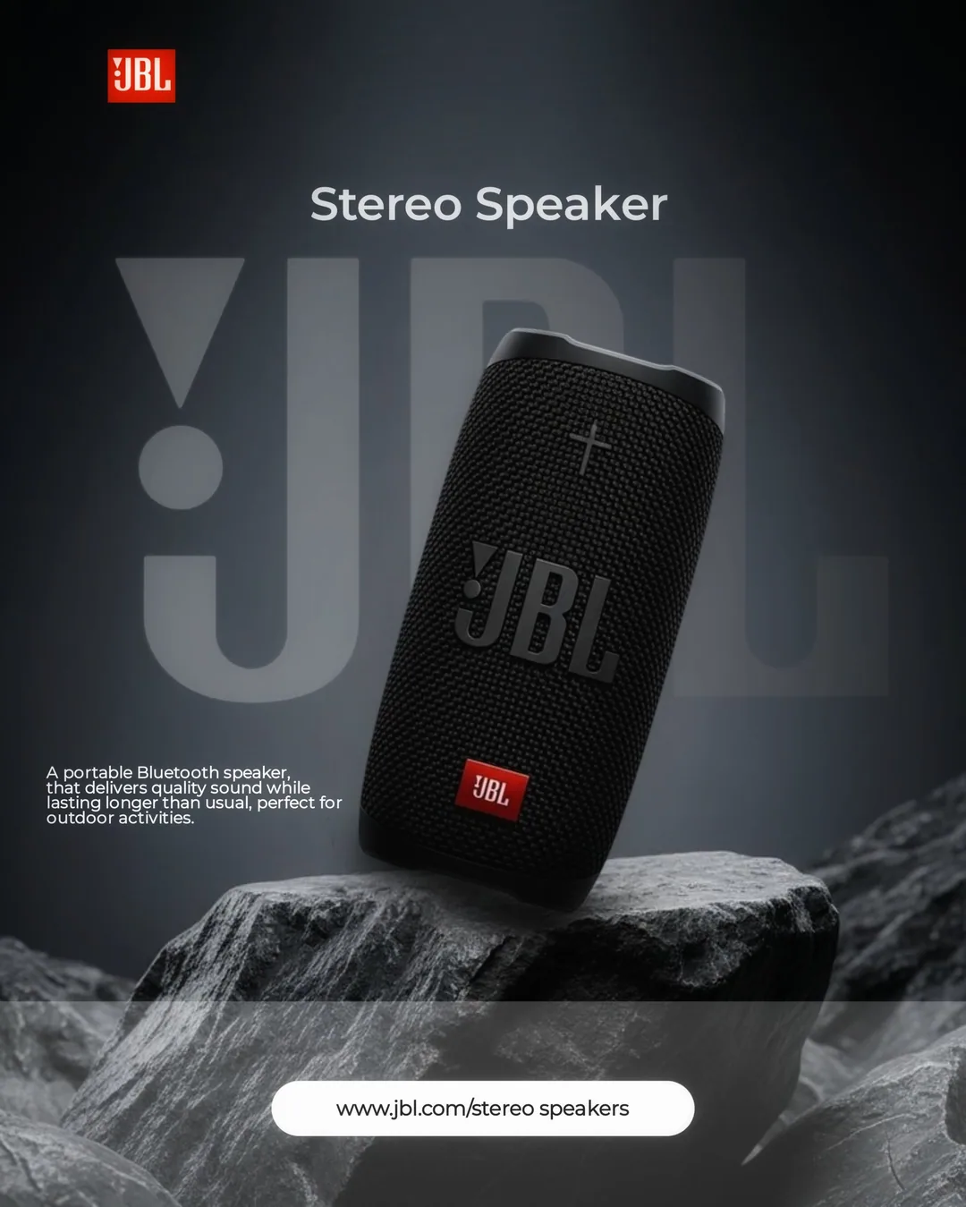 JBL Stereo Speaker on Rocks
