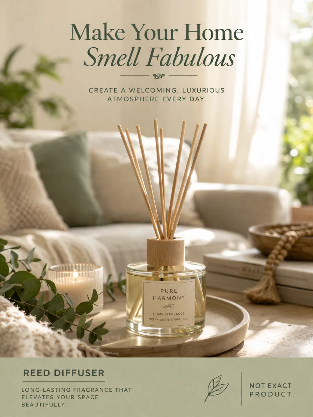 Reed diffuser in a cozy living room setting