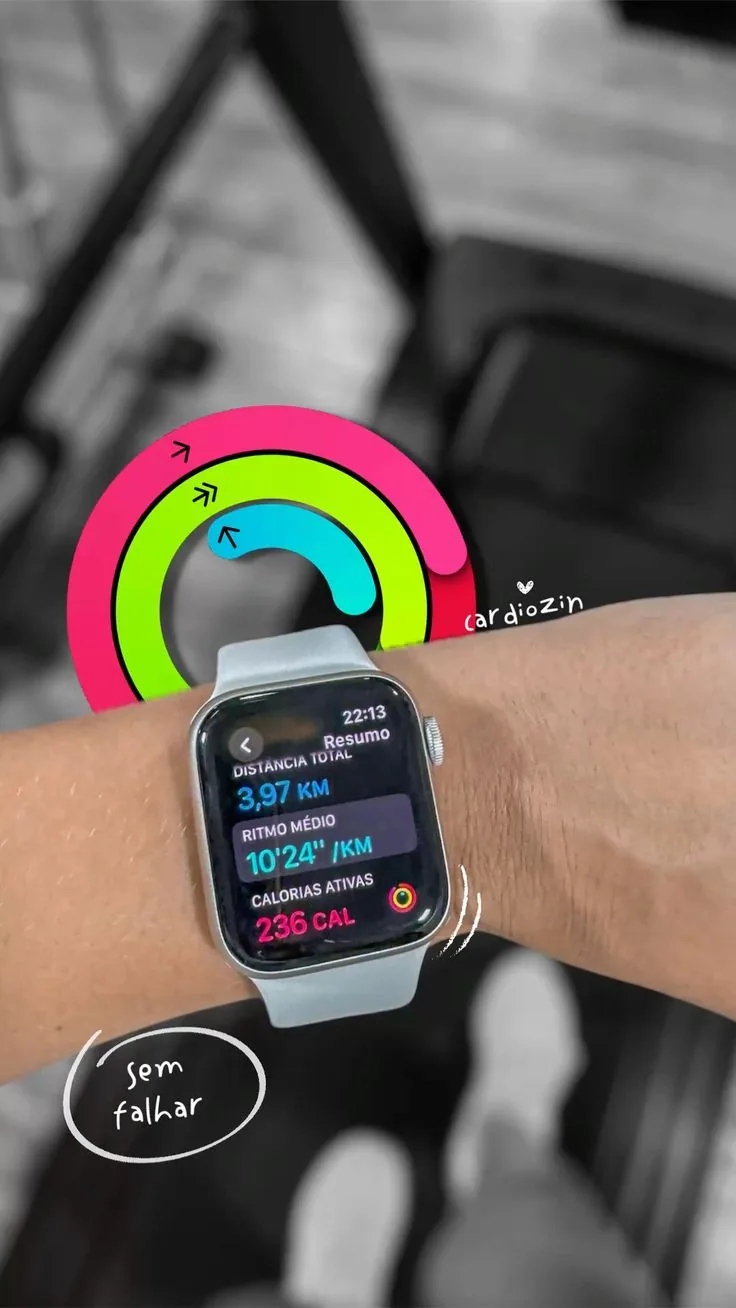 Smartwatch workout stats UGC with doodles