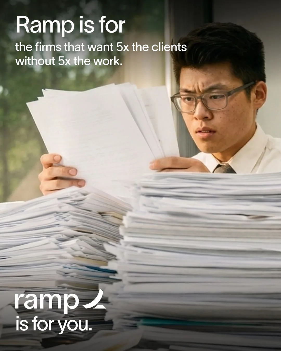 Ramp software ad - person with documents