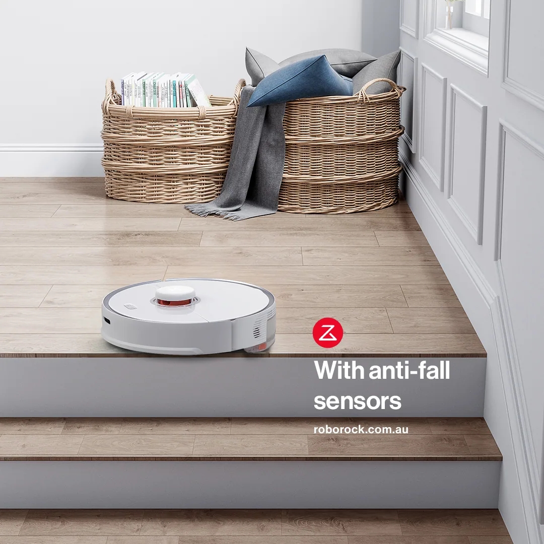 Robot vacuum with anti-fall sensors