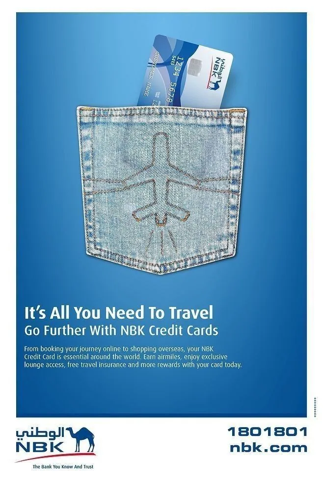 Conceptual product-in-pocket on blue field