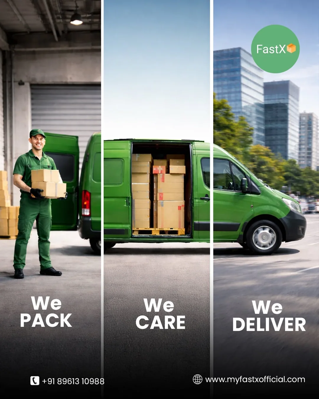 Pack-Care-Deliver triptych