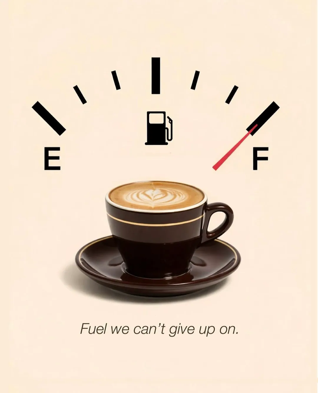 Coffee cup as fuel gauge — conceptual ad
