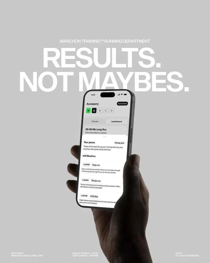 Bold-type running app hero in hand