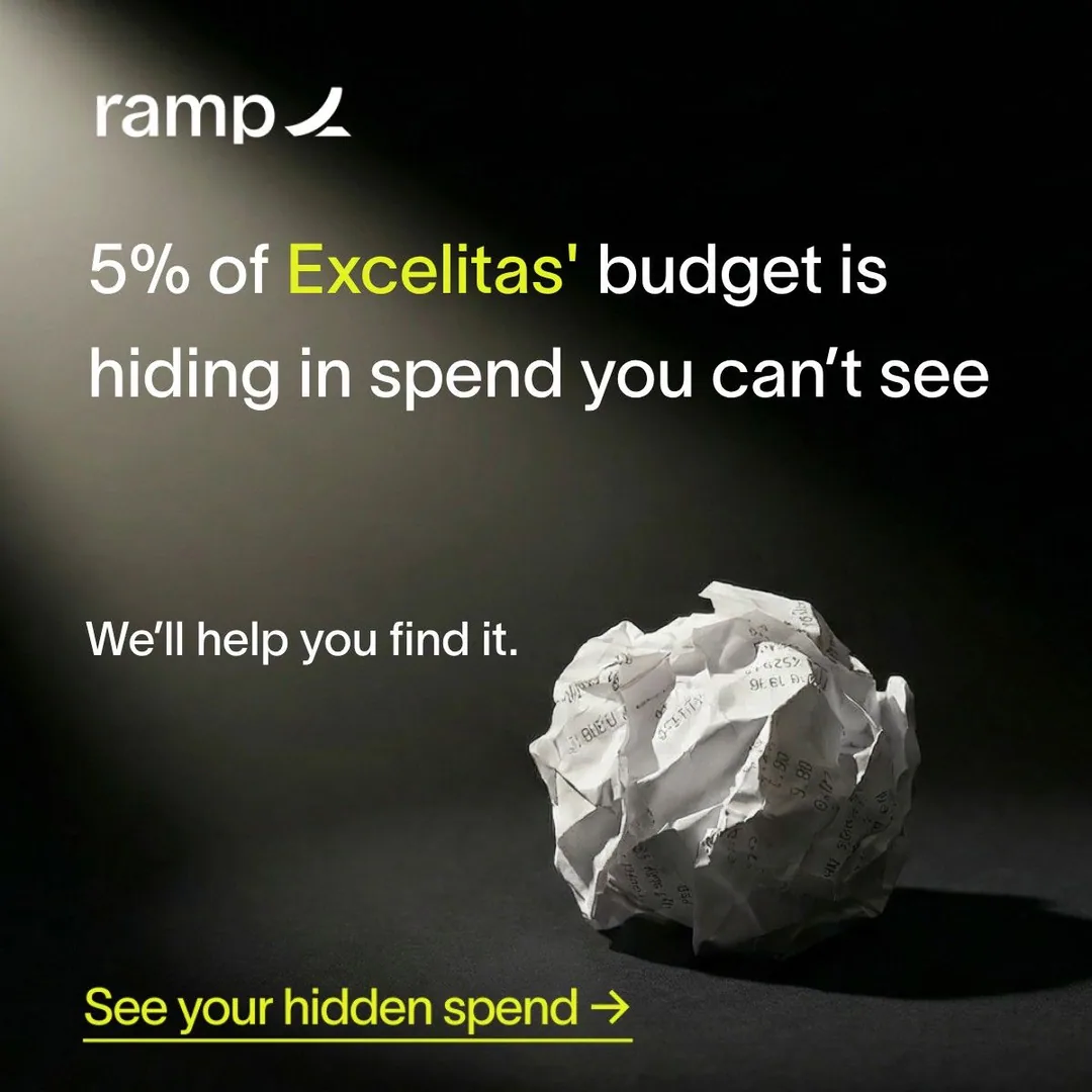 Ramp logo with headline and crumpled receipt