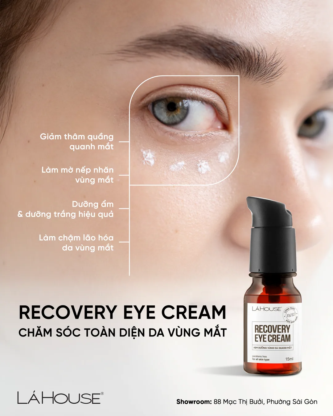Lá House Recovery Eye Cream — benefits and product shot