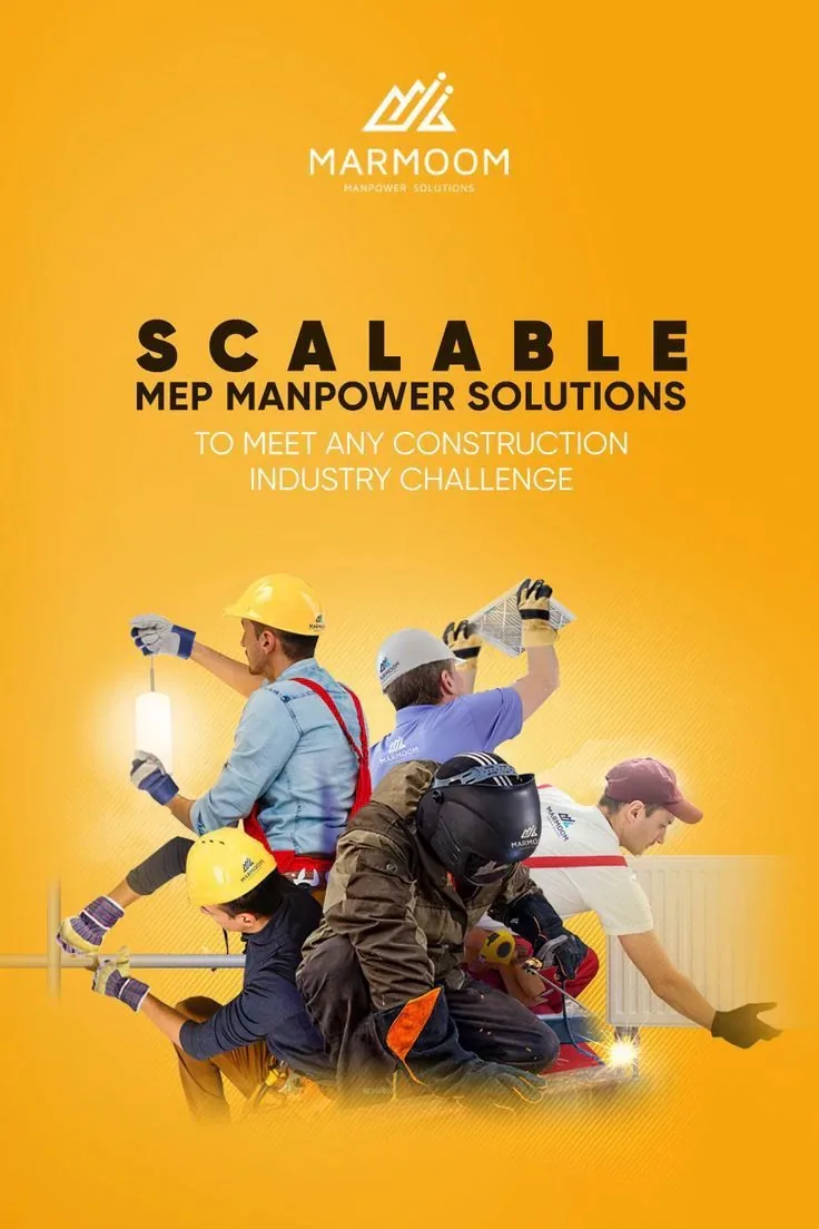 Manpower montage on solid color